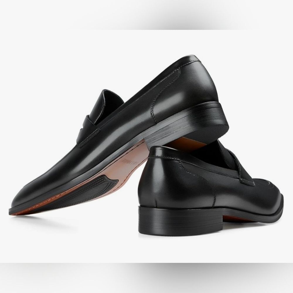 Gifennse Men's NWOT Black Leather Slip On Narrow Fit Loafer Dress Shoes Size 7 - Picture 13 of 13
